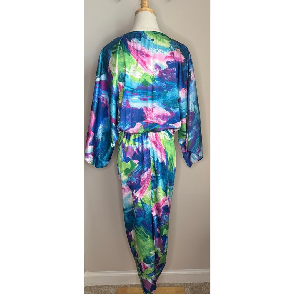 Flying Tomato On The Horizon Satin Midi Brushstroke Dress sz S - Picture 4 of 5